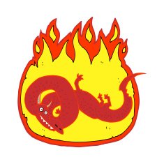 cartoon flaming dragon N4