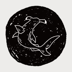 Hammerhead shark doodle N6