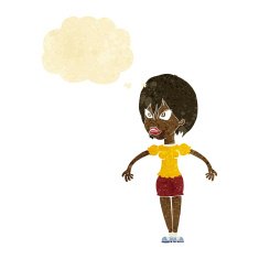 Cartoon Annoyed Woman With Thought Bubble N2
