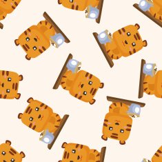 animal tiger having afternoon tea cartoon sticker icon N2