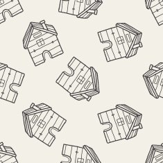 house doodle seamless pattern background N3