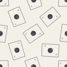 Japan flag doodle seamless pattern background