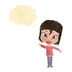 cartoon woman with idea thought bubble N2