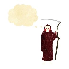 death cartoon with thought bubble