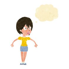 Cartoon Annoyed Woman With Thought Bubble N4