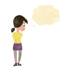 cartoon pretty girl with thought bubble N4
