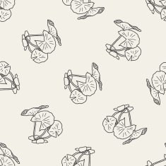 Lotus leaf doodle seamless pattern background