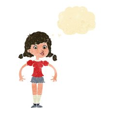 cartoon pretty girl with thought bubble N5