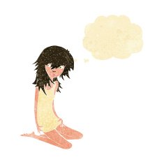 cartoon pretty girl with thought bubble N6