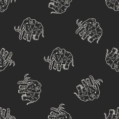 Mammoth doodle seamless pattern background N2