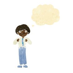 cartoon man wearing braces with thought bubble