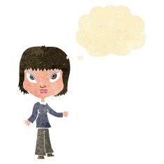 cartoon woman with open arms thought bubble N2