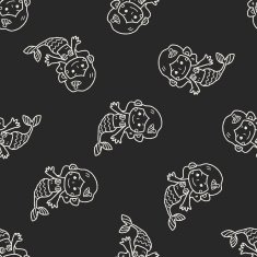 Mermaid doodle seamless pattern background N2