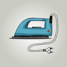 steam iron doodle isolated