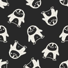 penguin doodle seamless pattern background
