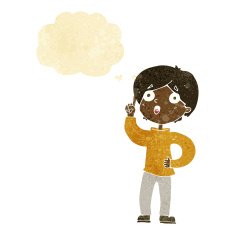 cartoon boy with idea thought bubble N13
