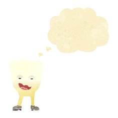 cartoon tooth looking smug with thought bubble N2