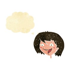 cartoon happy girl with thought bubble N2