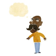 cartoon angry old man with thought bubble N3
