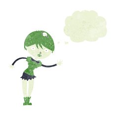 cartoon vampire girl with thought bubble N4