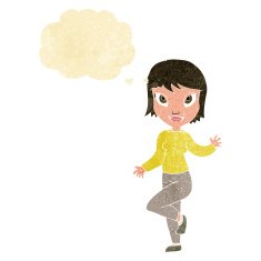 cartoon pretty woman waving with thought bubble N2