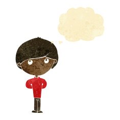 cartoon happy boy with thought bubble N2