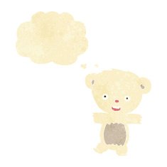 cartoon teddy polar bear cub with thought bubble