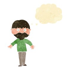cartoon happy man with thought bubble N13