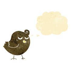 cartoon bird with thought bubble N2