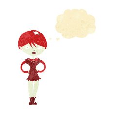 cartoon pretty vampire girl with thought bubble N2