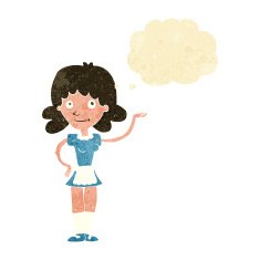 cartoon maid with thought bubble N2