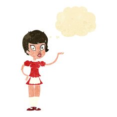 cartoon waitress with thought bubble N2