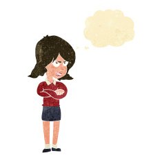 cartoon angry woman with thought bubble N2