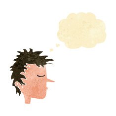 cartoon male face with thought bubble N2