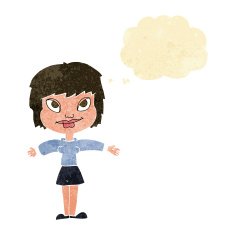 cartoon woman with open amrs thought bubble N2