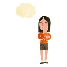 cartoon woman with folded arms thought bubble N2
