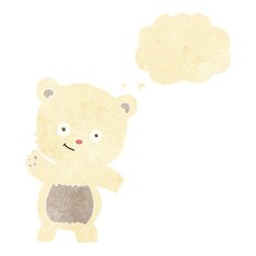 cute polar bear cartoon with thought bubble N2