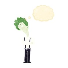 cartoon vampire with thought bubble N7