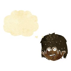 cartoon happy man with thought bubble N23