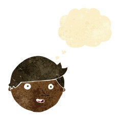 cartoon happy face with thought bubble N3