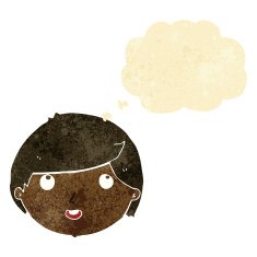 cartoon happy face with thought bubble N4