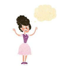 cartoon happy 1950's woman with thought bubble N2