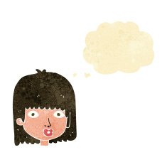 cartoon surprised woman with thought bubble N19