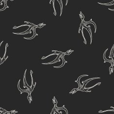 Pterodactyl dinosaur doodle seamless pattern background N2
