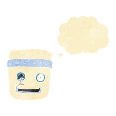 cartoon robot head with thought bubble N4
