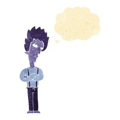 cartoon vampire with thought bubble N8