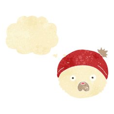 cartoon teddy bear face with thought bubble N2