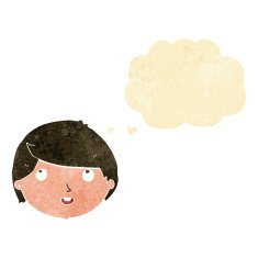 cartoon happy face with thought bubble N8