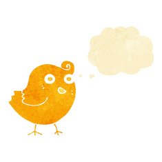 funny cartoon bird with thought bubble N12