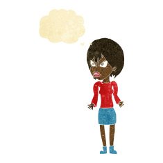 Cartoon Annoyed Woman With Thought Bubble N10
